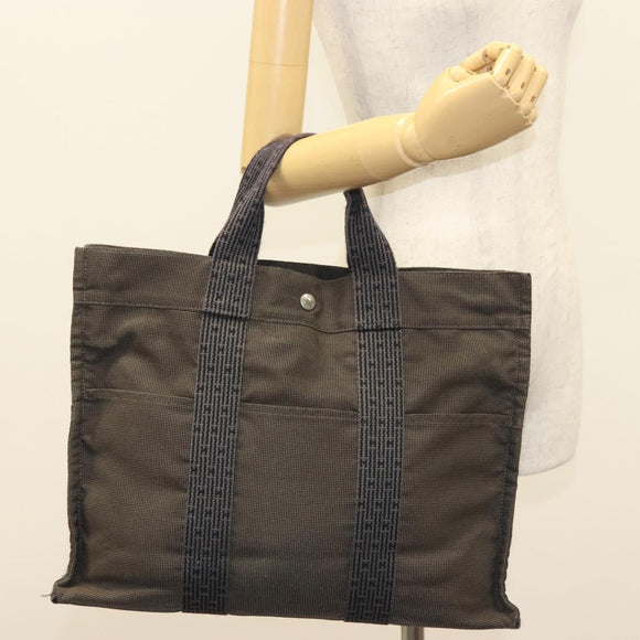 HERMES Fourre Tout MM Hand Bag Canvas Gray Auth th6264