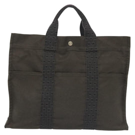 HERMES Fourre Tout MM Hand Bag Canvas Gray Auth th6264 - 0