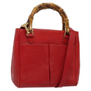GUCCI Bamboo Web Sherry Line Hand Bag Leather Red Gold 000 122 0316 Auth th6277-1