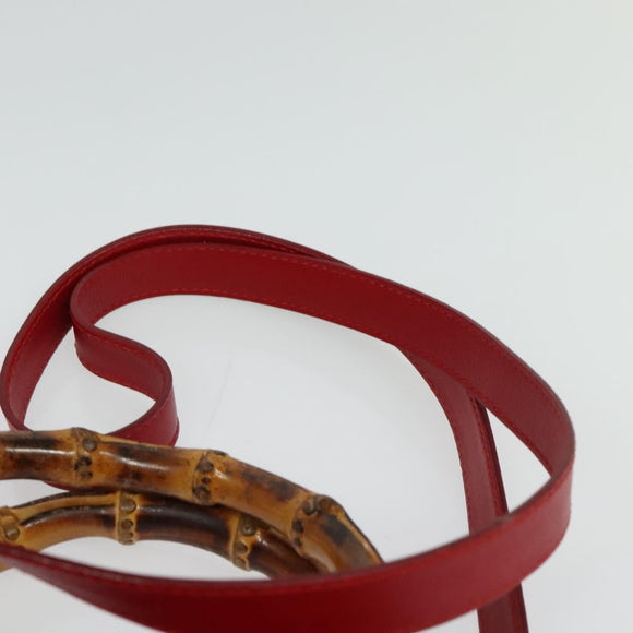 GUCCI Bamboo Web Sherry Line Hand Bag Leather Red Gold 000 122 0316 Auth th6277