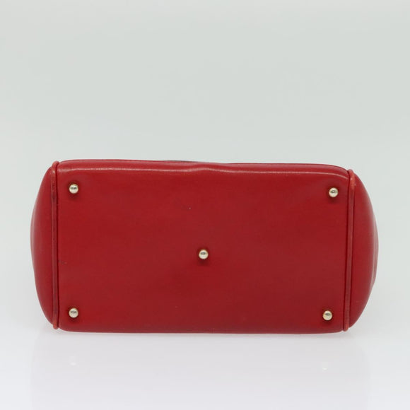 GUCCI Bamboo Web Sherry Line Hand Bag Leather Red Gold 000 122 0316 Auth th6277