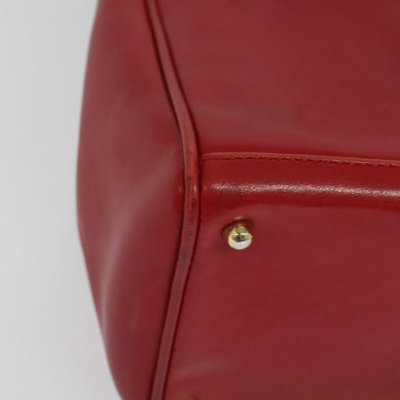 GUCCI Bamboo Web Sherry Line Hand Bag Leather Red Gold 000 122 0316 Auth th6277