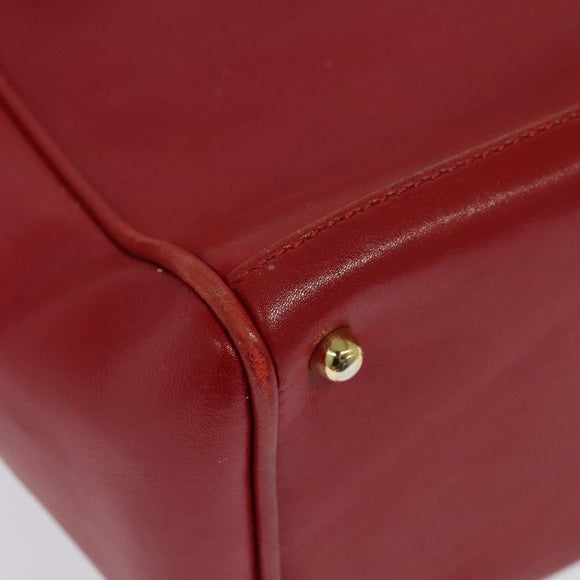 GUCCI Bamboo Web Sherry Line Hand Bag Leather Red Gold 000 122 0316 Auth th6277