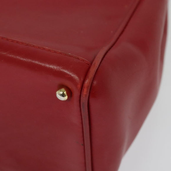 GUCCI Bamboo Web Sherry Line Hand Bag Leather Red Gold 000 122 0316 Auth th6277