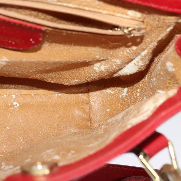 GUCCI Bamboo Web Sherry Line Hand Bag Leather Red Gold 000 122 0316 Auth th6277