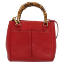 GUCCI Bamboo Web Sherry Line Hand Bag Leather Red Gold 000 122 0316 Auth th6277-13