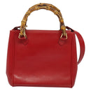 GUCCI Bamboo Web Sherry Line Hand Bag Leather Red Gold 000 122 0316 Auth th6277-2