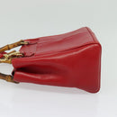 GUCCI Bamboo Web Sherry Line Hand Bag Leather Red Gold 000 122 0316 Auth th6277-3