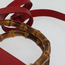 GUCCI Bamboo Web Sherry Line Hand Bag Leather Red Gold 000 122 0316 Auth th6277-14