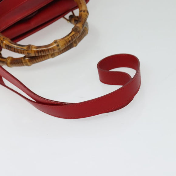 GUCCI Bamboo Web Sherry Line Hand Bag Leather Red Gold 000 122 0316 Auth th6277