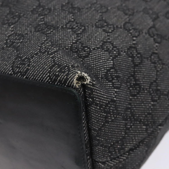 GUCCI GG Canvas Tote Bag Black Silver 31243 Auth th6279