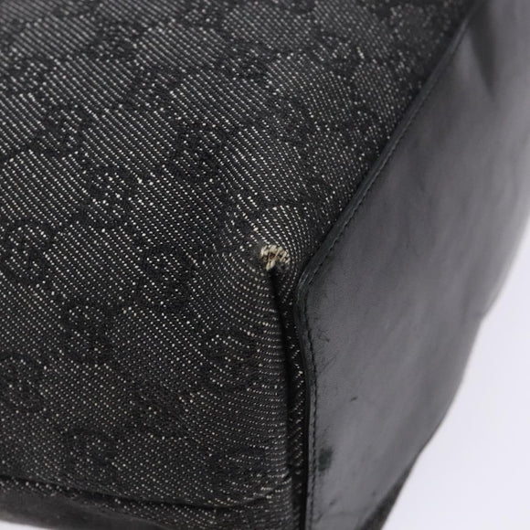 GUCCI GG Canvas Tote Bag Black Silver 31243 Auth th6279