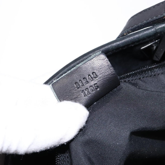 GUCCI GG Canvas Tote Bag Black Silver 31243 Auth th6279