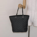 GUCCI GG Canvas Tote Bag Black Silver 31243 Auth th6279-21