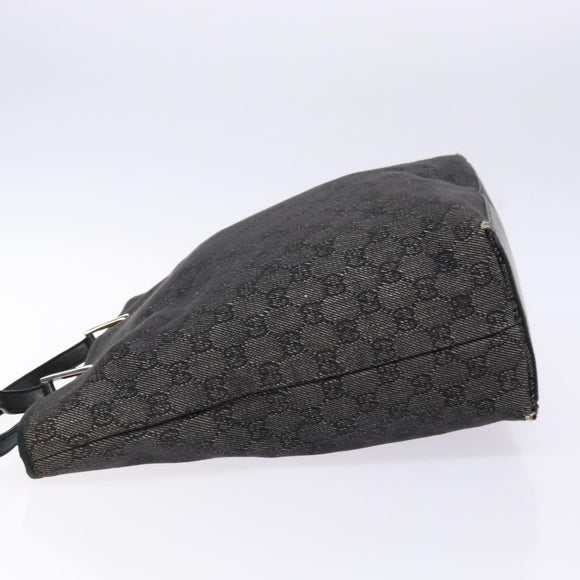 GUCCI GG Canvas Tote Bag Black Silver 31243 Auth th6279