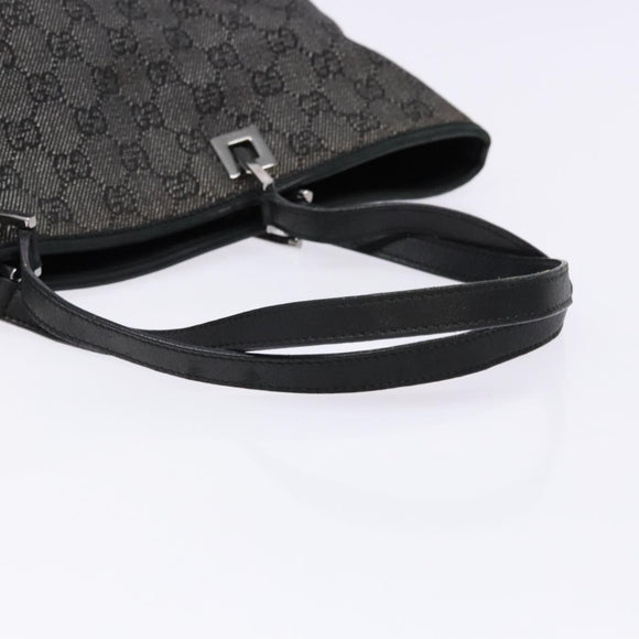 GUCCI GG Canvas Tote Bag Black Silver 31243 Auth th6279