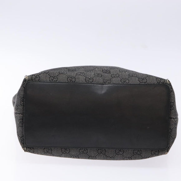 GUCCI GG Canvas Tote Bag Black Silver 31243 Auth th6279