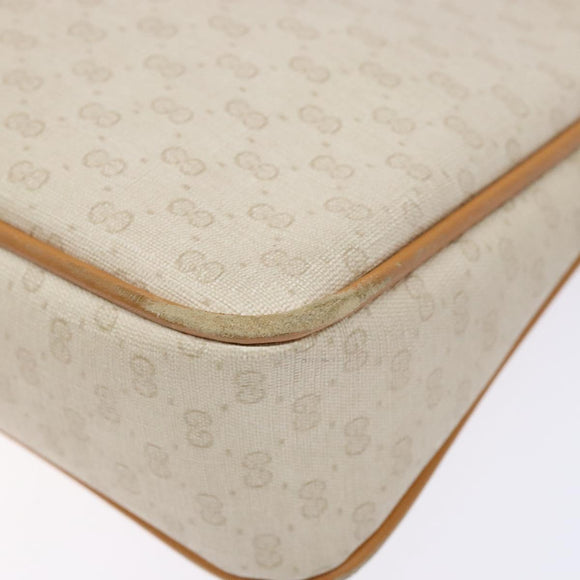 GUCCI Micro GG Supreme Shoulder Bag PVC White Gold Auth th6280