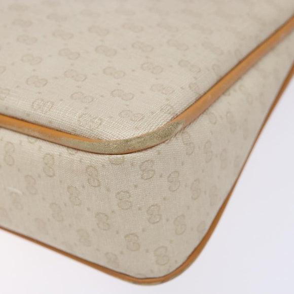 GUCCI Micro GG Supreme Shoulder Bag PVC White Gold Auth th6280