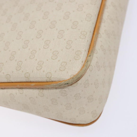 GUCCI Micro GG Supreme Shoulder Bag PVC White Gold Auth th6280