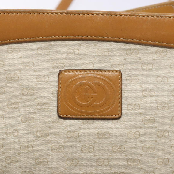 GUCCI Micro GG Supreme Shoulder Bag PVC White Gold Auth th6280