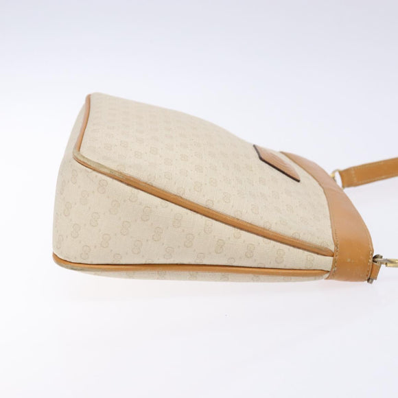 GUCCI Micro GG Supreme Shoulder Bag PVC White Gold Auth th6280