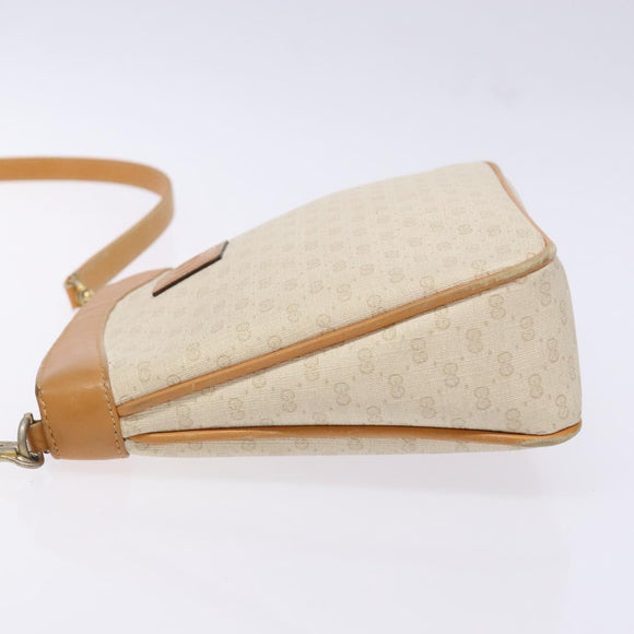 GUCCI Micro GG Supreme Shoulder Bag PVC White Gold Auth th6280