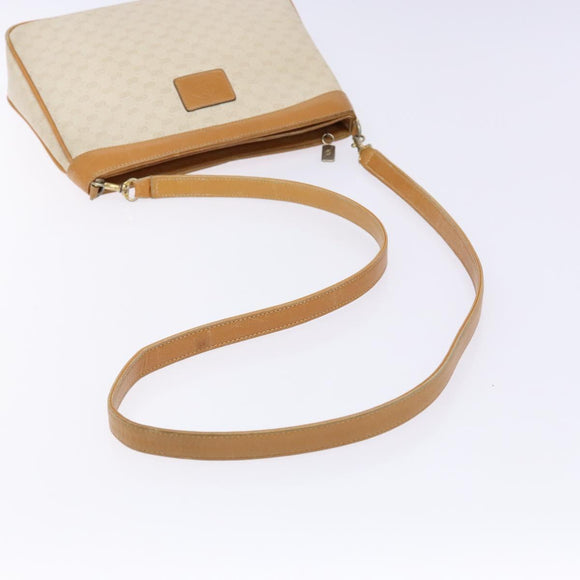 GUCCI Micro GG Supreme Shoulder Bag PVC White Gold Auth th6280