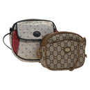 GUCCI GG Plus Supreme Shoulder Bag PVC 2Set Navy Beige gold Auth th6282-1