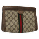 GUCCI GG Supreme Web Sherry Line Bag PVC Beige Gold 67 014 2125 Auth th6291-1