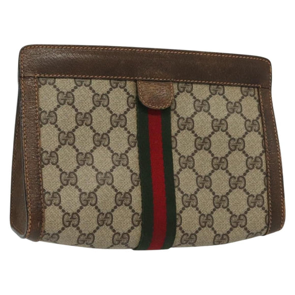 GUCCI GG Supreme Web Sherry Line Bag PVC Beige Gold 67 014 2125 Auth th6291