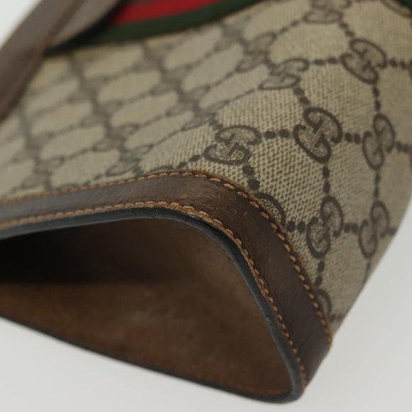 GUCCI GG Supreme Web Sherry Line Bag PVC Beige Gold 67 014 2125 Auth th6291