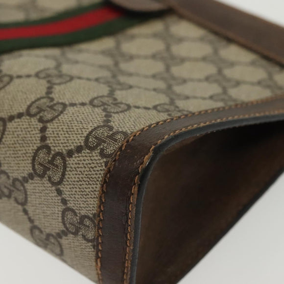 GUCCI GG Supreme Web Sherry Line Bag PVC Beige Gold 67 014 2125 Auth th6291