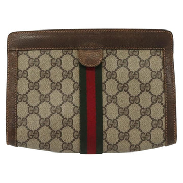 GUCCI GG Supreme Web Sherry Line Bag PVC Beige Gold 67 014 2125 Auth th6291 - 0