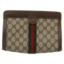 GUCCI GG Supreme Web Sherry Line Bag PVC Beige Gold 67 014 2125 Auth th6291-3