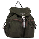 PRADA Backpack Nylon Khaki Silver Auth th6297-1