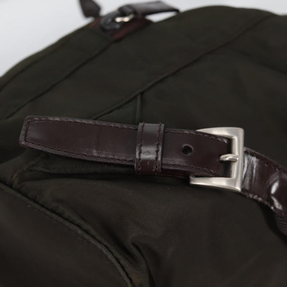 PRADA Backpack Nylon Khaki Silver Auth th6297