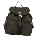 PRADA Backpack Nylon Khaki Silver Auth th6297-2