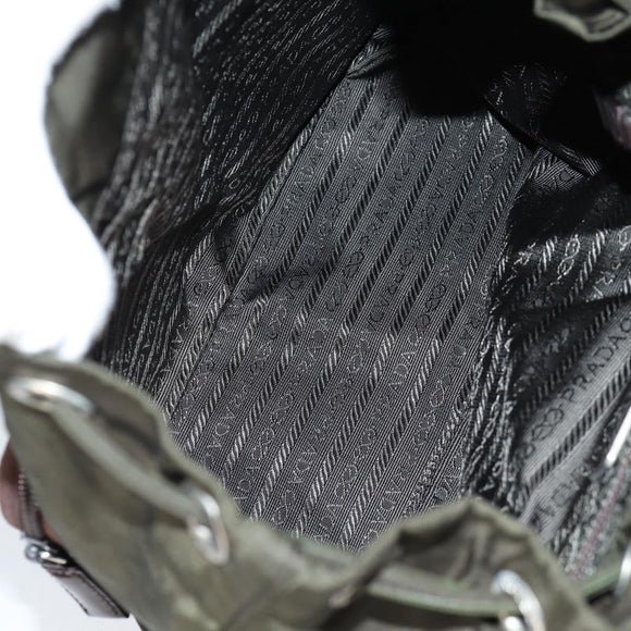 PRADA Backpack Nylon Khaki Silver Auth th6297