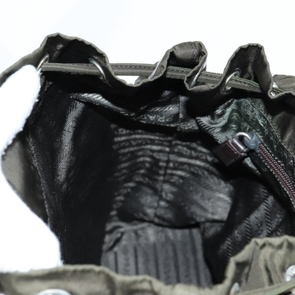 PRADA Backpack Nylon Khaki Silver Auth th6297