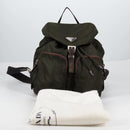 PRADA Backpack Nylon Khaki Silver Auth th6297-31