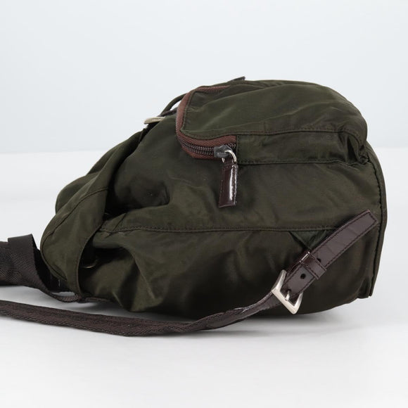 PRADA Backpack Nylon Khaki Silver Auth th6297
