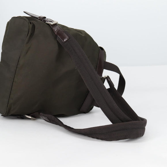 PRADA Backpack Nylon Khaki Silver Auth th6297