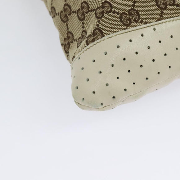 GUCCI GG Canvas Shoulder Bag Beige Silver 145857 Auth th6308