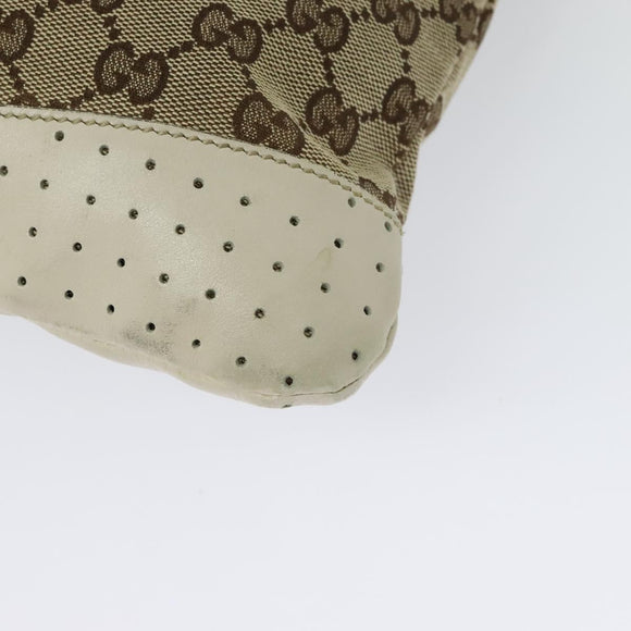 GUCCI GG Canvas Shoulder Bag Beige Silver 145857 Auth th6308