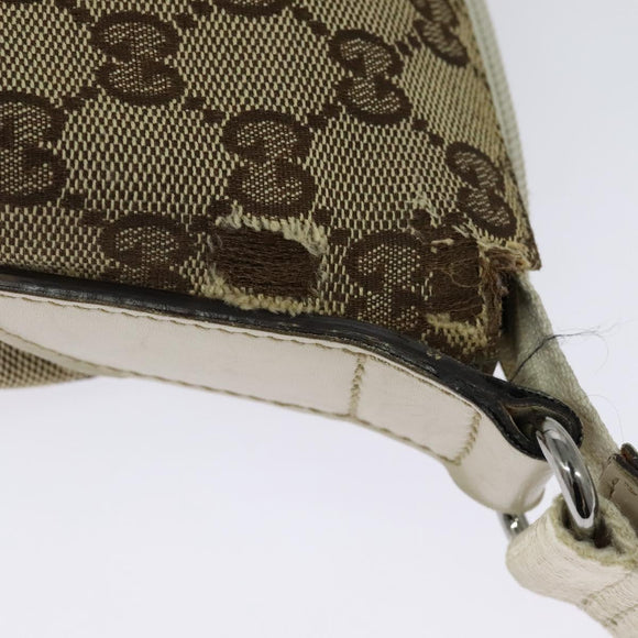 GUCCI GG Canvas Shoulder Bag Beige Silver 145857 Auth th6308