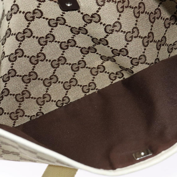 GUCCI GG Canvas Shoulder Bag Beige Silver 145857 Auth th6308