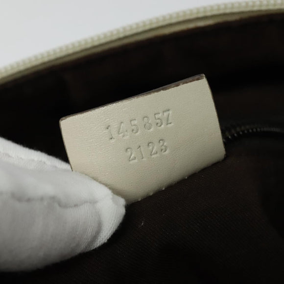 GUCCI GG Canvas Shoulder Bag Beige Silver 145857 Auth th6308