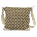 GUCCI GG Canvas Shoulder Bag Beige Silver 145857 Auth th6308-3