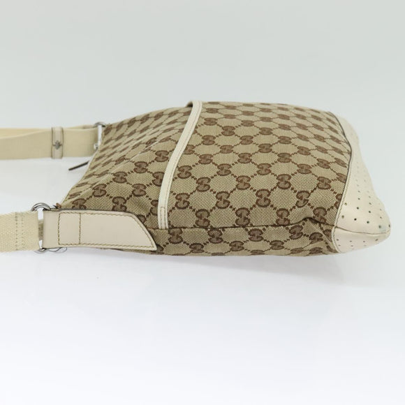 GUCCI GG Canvas Shoulder Bag Beige Silver 145857 Auth th6308